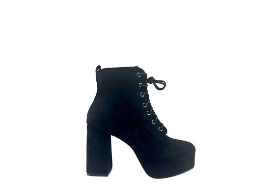 Botín Tacón Ancho Plataforma Cordón Cremallera